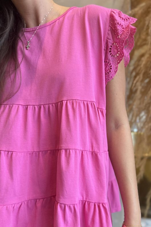 Classic Cotton Smock Tee Hot Pink